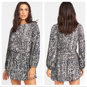Show Me Your MuMu Geller Mini Tie Swing Dress Python Black Cream XS NWT